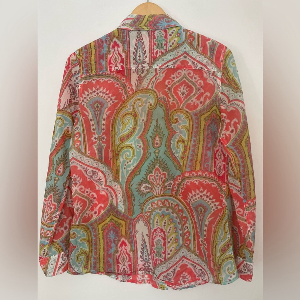 J. McLaughlin button down shirt Blouse in Paisley Garden Shirt medium - Picture 2 of 6